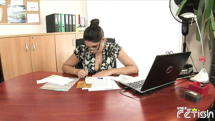 Horny Blonde Boss Fingers Wet Secretary Pussy in Office - Big Tits Lesbian Sex