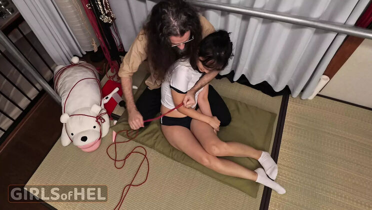 Submissive Japanese Teen Tied Up & Teased by Dominant Stepdad - BDSM Bondage with Sex Toys