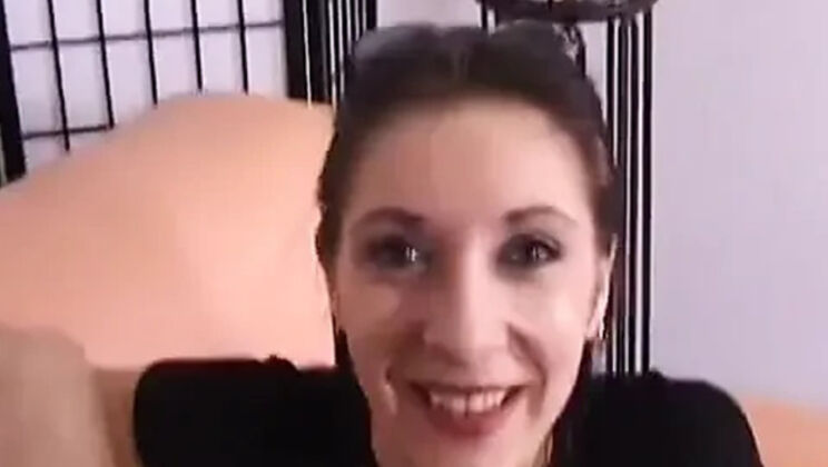 Sandra Syn Brunette Blowjob POV - Cute German Babe Loves Cum in Mouth