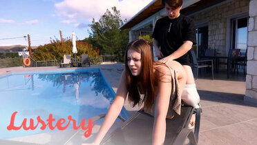 Cute Russian Amateur Fucks Hard By Pool - Homemade Doggystyle & Blowjob