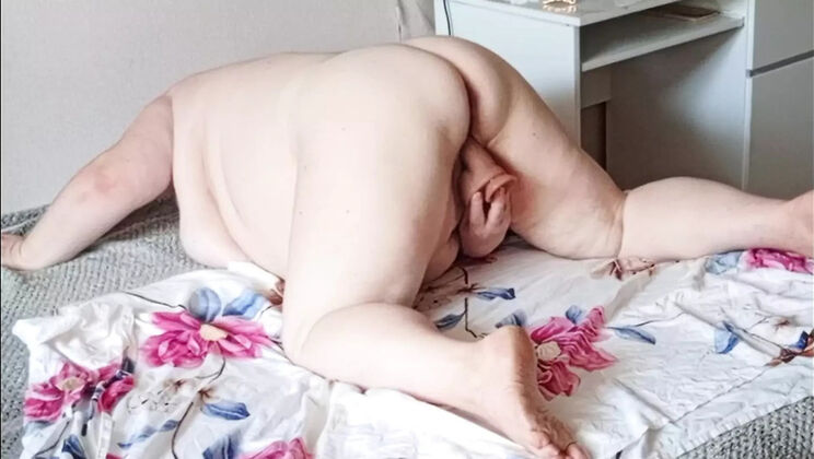 Neighbor MILF with big round ass masturbates her wet pussy with sex toys