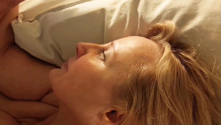 German Amateur Blonde Wife Footjob & Body Worship - Cum on Feet Close-Up