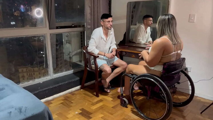 Anal Doctor Exam Fucks Skinny Brazilian Amateur in Wheelchair Office Creampie