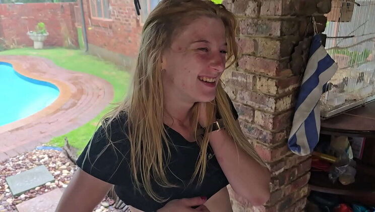 Pretty Poisen Outdoor Fuck in Thunder Storm - Blonde Amateur Doggystyle Creampie