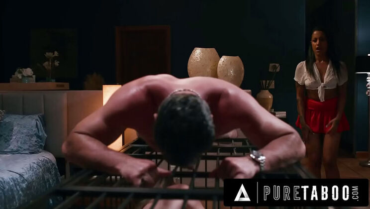 Naive Nina White & MILF Cory Chase Locked in Cage by Creepy Husband - Lesbian Fingering & Big Tits Reality