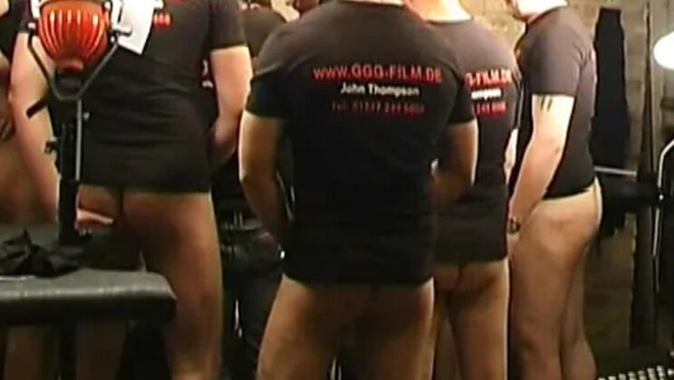 Young Slim Blonde Teen John Thompson Gets Gangbang Facial and Cum in Mouth