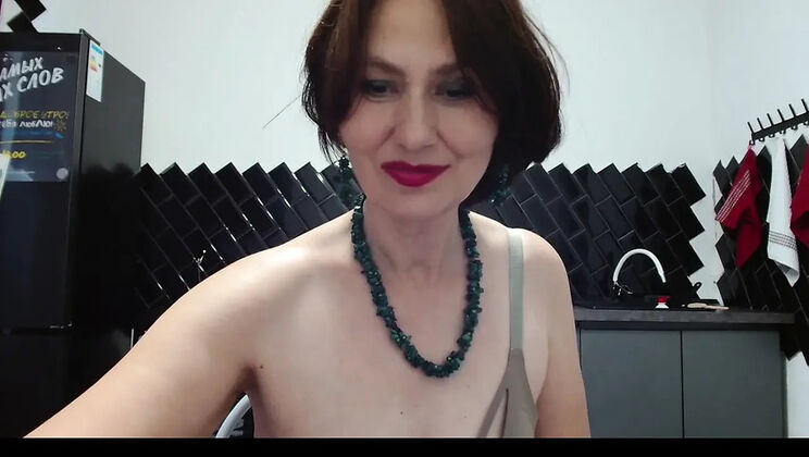 Mature Russian MILF Angela Lady with Big Natural Tits Solo POV Dildo Play