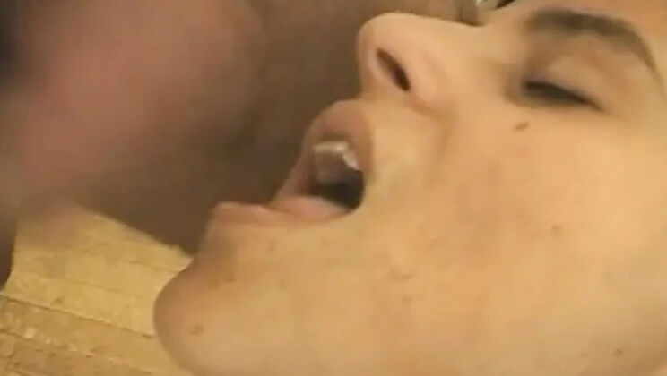 Big Hairy Cock Fucks Busty Brunette with Hairy Pussy - Cum on Big Tits