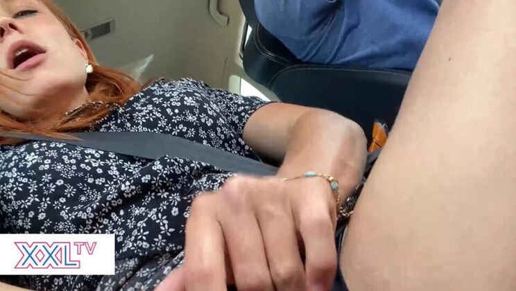 Hot Redhead Clemence Audiard Solo Masturbation in Car with Vibrator