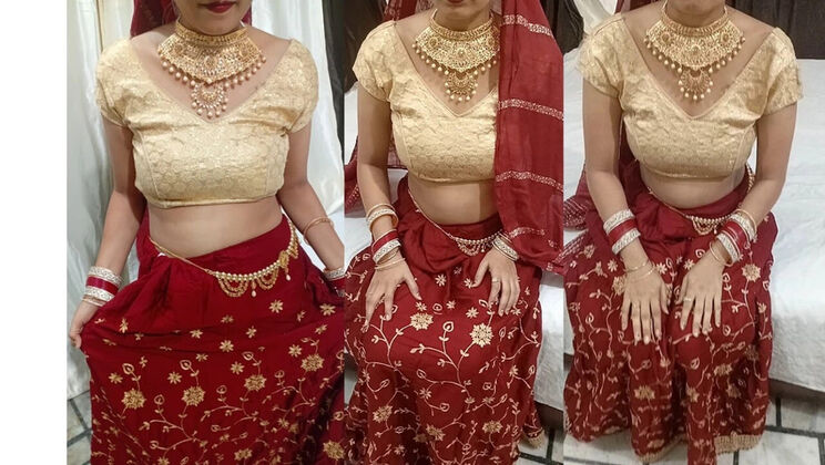 Desi South Indian Bhabhi Wedding Night Sex Tape - Homemade First Time Fuck in Wedding Dress