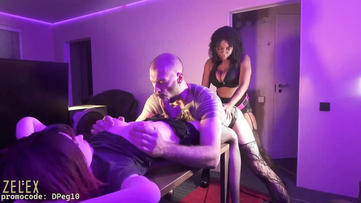 Zelex Gets Double Stuffed Threesome - Teen DP Action