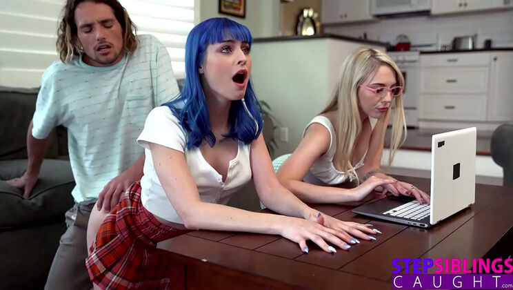 Blonde Stepsister Lily Larimar Does Homework While Tyler Pumps Her Hard